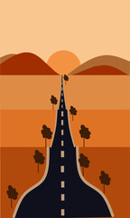 illustration of a road in the desert