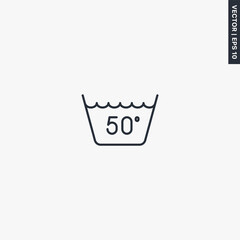 Wash at or below 50°C, linear style sign for mobile concept and web design