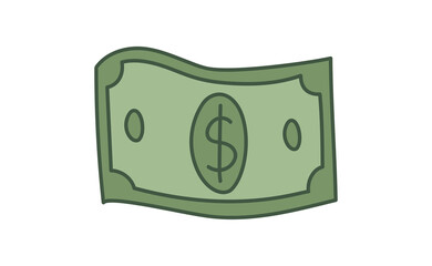Hand drawn dollar bill illustration. Money symbol, cash doodle.