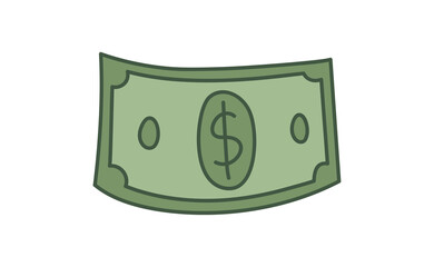 Hand drawn dollar bill illustration. Money symbol, cash doodle.