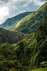 Naklejka premium dramatic rice terraces landscape taken in Batad, Banaue, Philippines during a summer travel in Asia