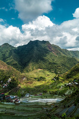 dramatic  rice terraces landscape taken in Batad, Banaue, Philippines during a summer travel in Asia