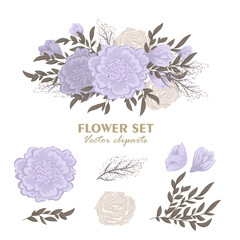 Floral vector collection. Romantic botanic elements for wedding or greeting card design