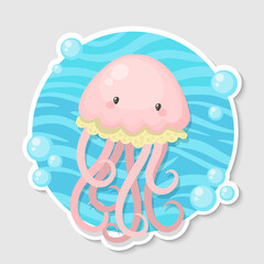 Illustration of cute cartoon jellyfish