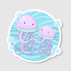 Illustration of cute cartoon jellyfish