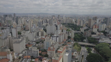 Fototapeta premium Bela Vista Bixiga Sao Paulo Brasil Downtown 23 de Marco City Urban Drone Landscape Vila Itororó Houses Architecture