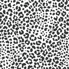 Full Seamless Leopard Pattern Texture Vector. Endless black and white cheetah design for dress fabric print.