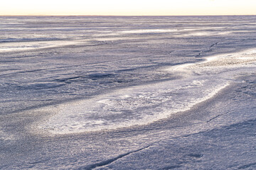 the ice on the river is beautifully frozen
