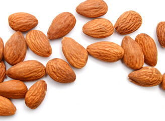 Almonds isolated on white background