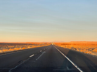 sunset on the road