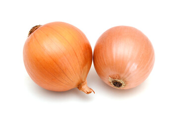 Ripe onion on a white background 