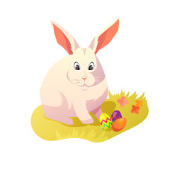 Easter bunny rabbit illustrations in cartoon style.
