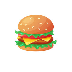 Hamburger cartoon flat illustration fast food for poster, menus, brochure, web.