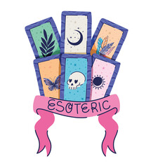 set of esoteric cards and esoteric lettering in a ribbon