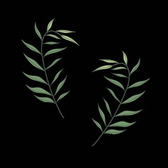 Set of wild tropical plants leaves. Isolated vector illustration