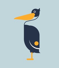 Stylized Pelican bird in minimalist geometrical forms. Vector illustration.