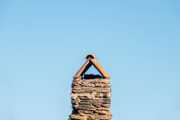 Old mug chimney designed to prevent smoke raids in the village in Sirince izmir turkey