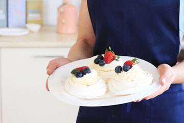 Beautiful woman at kitchen, close up