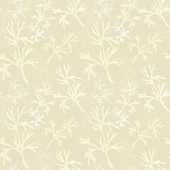Floral seamless pattern. Beige background with floral and leafs
