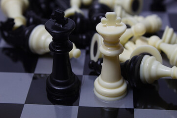 Chess game with its pieces and board