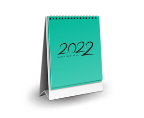 Calendar 2022 template, Blank desk calendar 3d mock up vector illustration, horizontal Realistic mock up for Desk calendar template design, happy new year 2022, calendar mockup design,green Background