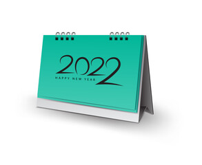 Calendar 2022 template, Blank desk calendar 3d mock up vector illustration, Vertical Realistic mock up for Desk calendar template design, happy new year 2022, Calendar mock up design, green Background