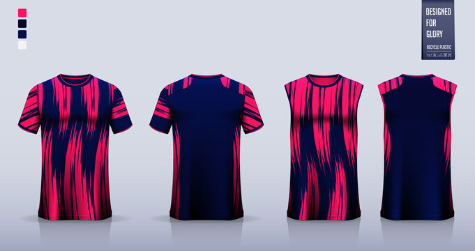 T-shirt Sport, Soccer Jersey, Football Kit, Basketball Uniform, Tank Top, And Running Singlet Mockup. Fabric Pattern Design. 