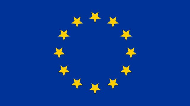 animation of European flag. The European  flag video footage, 4K	
