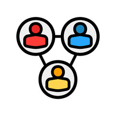 Teamwork icon vector illustration in filled line style about marketing and growth for any projects