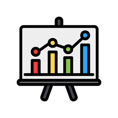 Presentation icon vector illustration in filled line style about marketing and growth for any projects