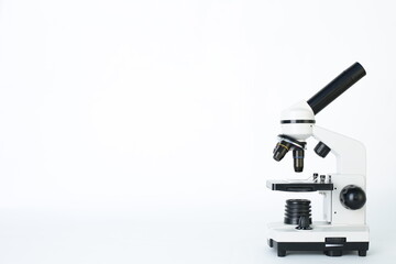 Medical microscope on white background
