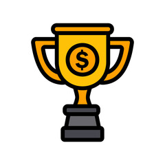 Trophy icon vector illustration in filled line style about marketing and growth for any projects