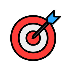 Goal icon vector illustration in filled line style about marketing and growth for any projects