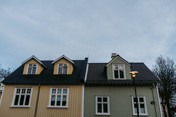 Iconic nordic houses in Reykjavík, Iceland