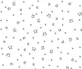 Star background of hand drawn seamless pattern. Celebration, Falling golden abstract decoration for party, birthday celebrate, anniversary or event, festival decor. illustration - Vector