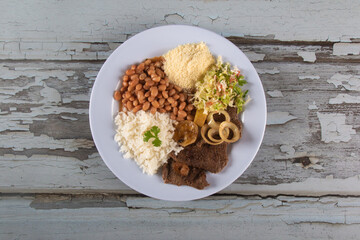 Traditional Brazilian food dish tasty homemade lunch top view