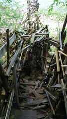 Obraz premium Wooden artwork structures at Ladonia Micro Nation near Kullaberg, Sweden.