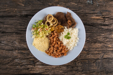 Traditional Brazilian food dish tasty homemade lunch top view