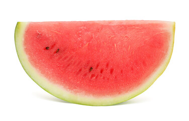 Watermelon slice isolated on a white background. Creative summer concept. Top view, flat lay