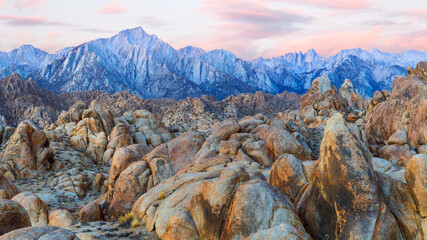 USA, California, Alabama Hills. Composite panoramic of landscape.