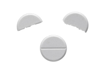 White Pills on white background 