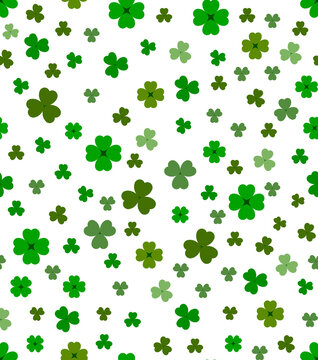 St. Patrick's Day seamless pattern - clover on white background