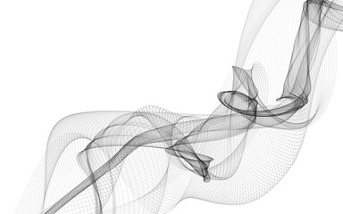 Obraz premium Abstract background with monochrome wave lines on white background.