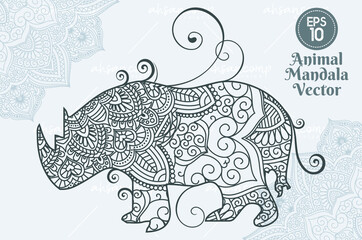 Vector Animal Mandala Line Art Style