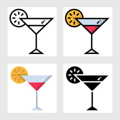 cocktail icon vector design in filled, thin line, outline and flat style.