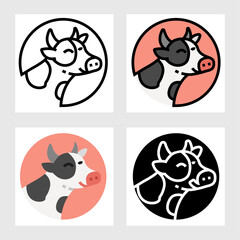 cow icon vector design in filled, thin line, outline and flat style.