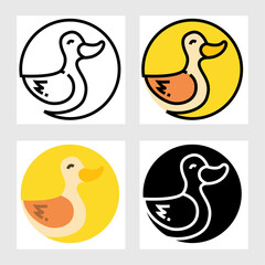 duck icon vector design in filled, thin line, outline and flat style.