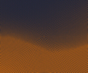 Vector halftone dots background. Monochrome comic pattern. Radial gradient hexagon texture.