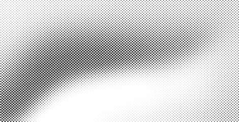 Vector halftone dots background. Black and white comic pattern. Wavy dotted texture.