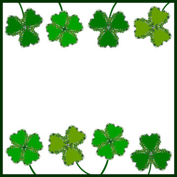 St patrick's day clover leaves frame background template watercolor